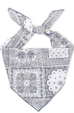 Boutique White Black Paisley Floral Cotton Bandana Boho Cottage Western NEW